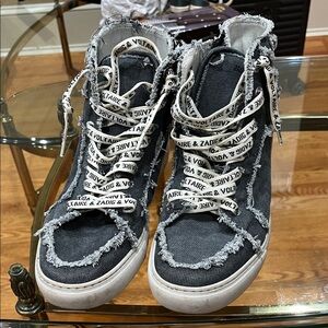 Zadig & Voltaire Women's Distressed Black High-Top Sneakers